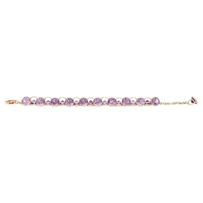 Pre-owned Mattioli Smarties Bracelet 18k Rose Gold And Diamond Cut Amethysts In Red