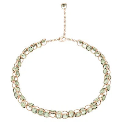 Pre-owned Mattioli Smarties Necklace 18k Rose Gold And Diamond Cut Prasolites In Red