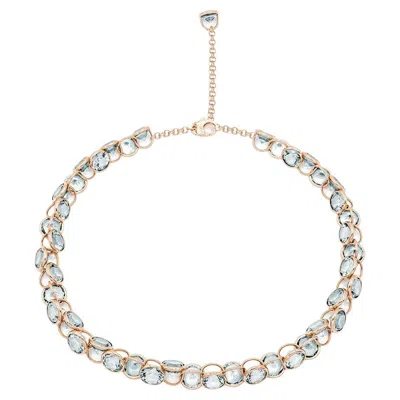 Pre-owned Mattioli Smarties Necklace 18k Rose Gold And Diamond Cut Sky Topazes In Red