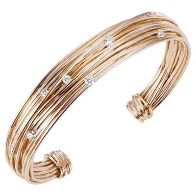 Pre-owned Mattioli Tibet Cuff Bracelet In 18k Rose Gold And White Diamonds
