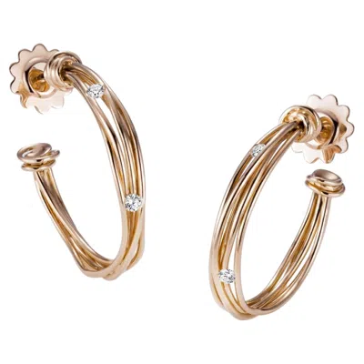 Pre-owned Mattioli Tibet Earrings In 18k Rose Gold And White Diamonds