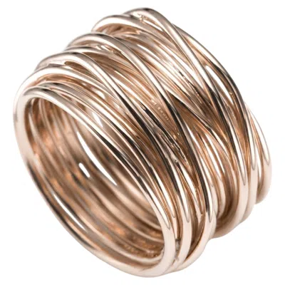 Pre-owned Mattioli Tibet Ring Big In 18k Rose Gold In Red