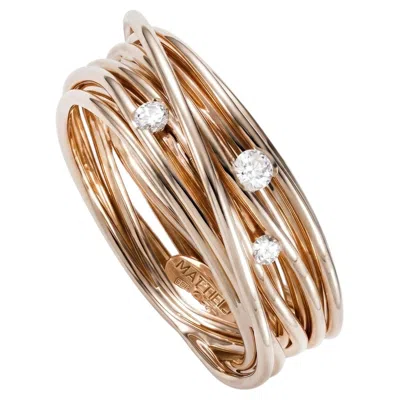 Pre-owned Mattioli Tibet Ring In 18k Rose Gold And White Diamonds