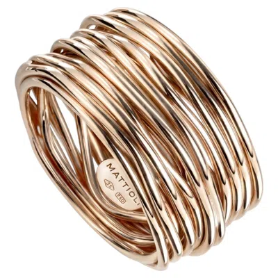 Pre-owned Mattioli Tibet Ring Medium In 18k Rose Gold In Red