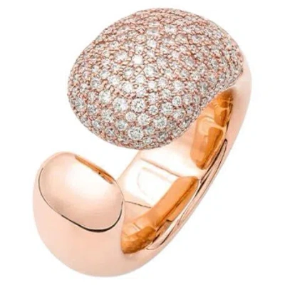Pre-owned Mattioli White Diamonds Rose Gold 18 Karat Big Ring Hiroko Collection