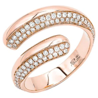 Pre-owned Mattioli White Diamonds Rose Gold 18 Karat Ring Hiroko Collection