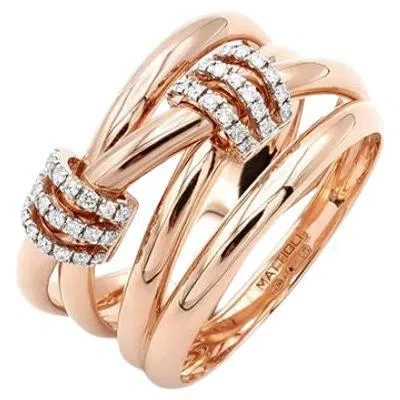 Pre-owned Mattioli White Diamonds Rose Gold White Gold 18 Karat Ring Hiroko Collection
