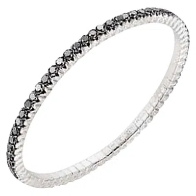 Pre-owned Mattioli X-band Expandable Bracelet In White Gold And Black Diamonds