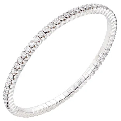 Pre-owned Mattioli X-band Expandable Bracelet In White Gold And White Diamonds