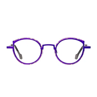 Matttew Apostrophe Neon Purple Titanium Round Eyeglasses