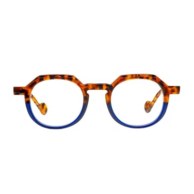 Matttew Blue Backgammon Acetate Geometric Sunglasses In Multi