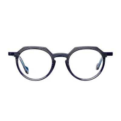 Matttew Blue Hylo Acetate Geometric Glasses In Black