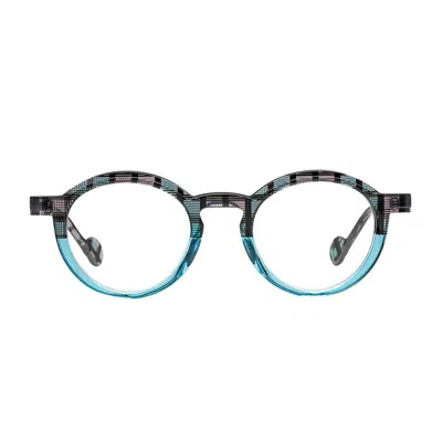 Matttew Checkers Eyeglasses In Blue