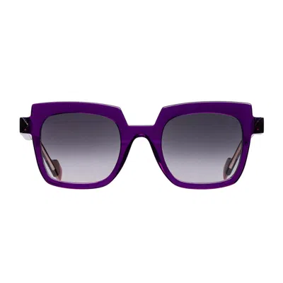 Matttew Viola Gray Republique Acetate Rectangular Sunglasses In Purple