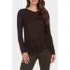 Matty M Ada Front Twist Long Sleeve Top In Red