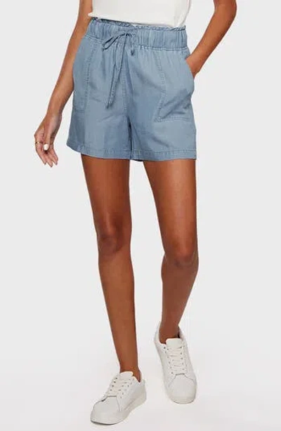 Matty M . Alex Pull-on Chambray Shorts In Blue