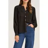 Matty M . Andie Pleated Yoke Button-up Shirt In Black