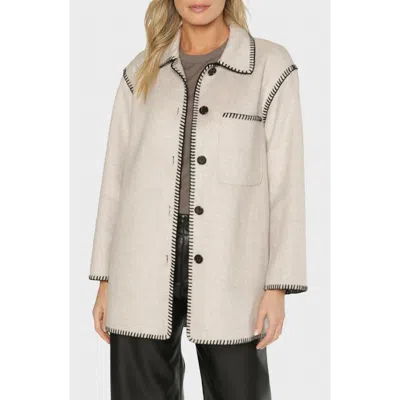 Matty M Angel Contrast Whipstitch Button Front Jacket In Gray