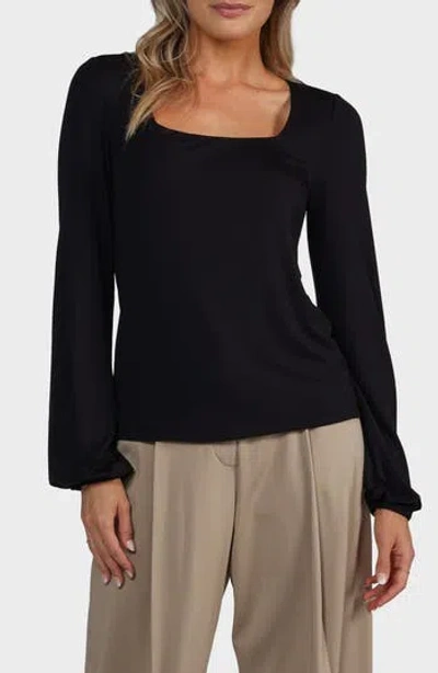 Matty M Ashley Square Neck Long Sleeve Top In Black