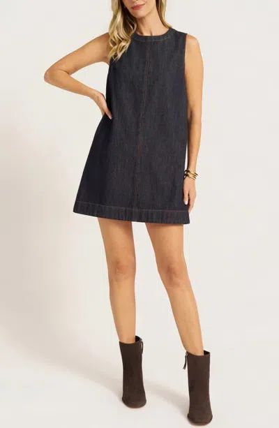 Matty M . Ashton Faux Suede Shift Minidress In Denim