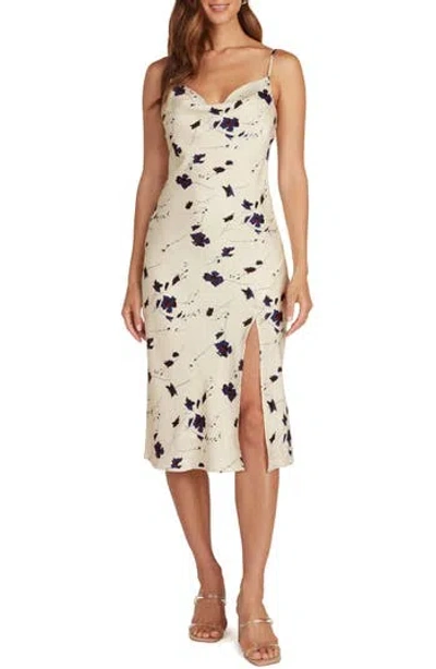 Matty M . Audrey Cowl Neck Slit Midi Dress In Gray