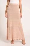 Matty M Belle Pointelle Maxi Skirt In Pink