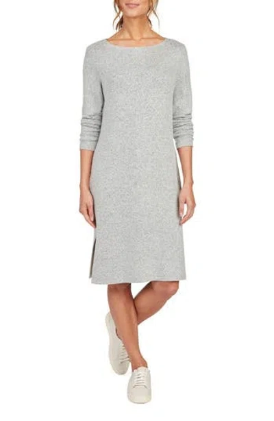 Matty M . Boat Neck Long Sleeve Midi Dress In Gray