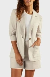Matty M . Bronson Linen Blend Blazer In Nude