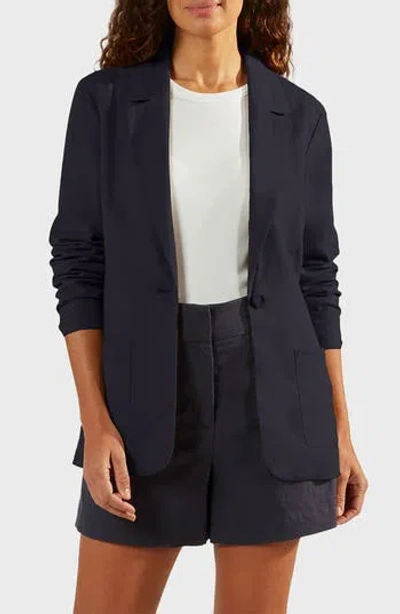 Matty M . Bronson Linen Blend Blazer In Blue