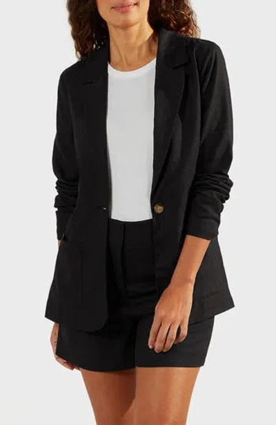 Matty M . Bronson Linen Blend Blazer In Black