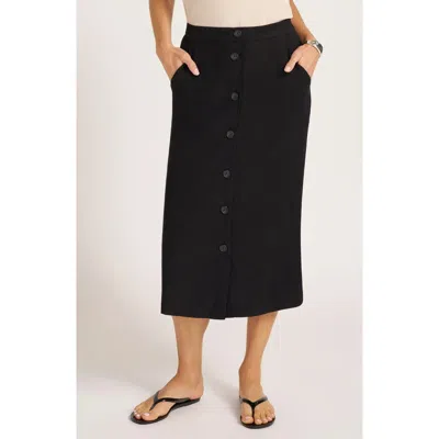Matty M . Button Front Midi Skirt In Black