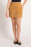 Matty M . Button Front Suede Skirt In Brown