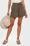 Matty M . Campbell Paperbag Waist Cargo Shorts In Brown