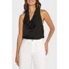 Matty M . Capri Cowl Neck Top In Black