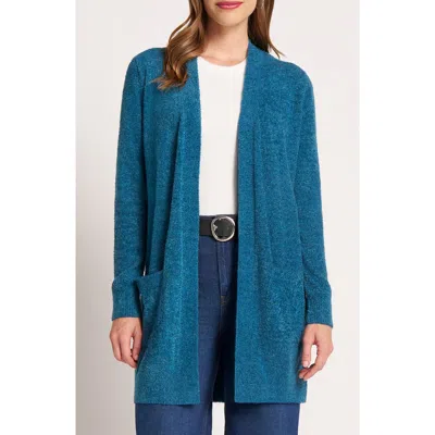 Matty M . Claire Longline Open Front Cardigan In Blue