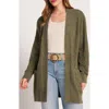 Matty M . Claire Longline Open Front Cardigan In Green