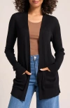 Matty M . Colfax Longline Open Front Cardigan In Black