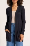 Matty M . Colfax Longline Open Front Cardigan In Black