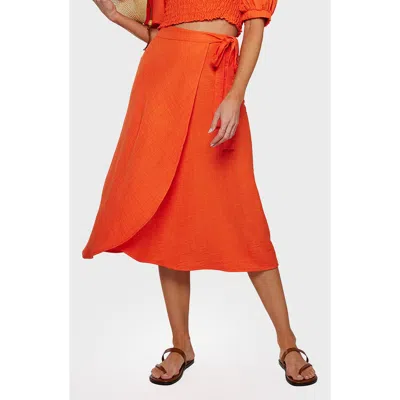 Matty M . Cora Wrap Skirt In Orange