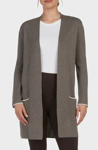 Matty M Cornella Double Knit Open Front Cardigan In Brown