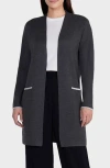 Matty M Cornella Double Knit Open Front Cardigan In Gray