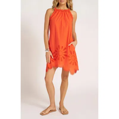 Matty M . Cove Embroidered Sleeveless Dress In Orange