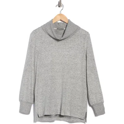 Matty M . Cowl Neck Long Sleeve Knit Top In Gray