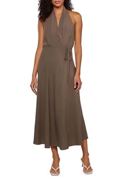 Matty M . Danny Halter Neck A-line Dress In Chocolate