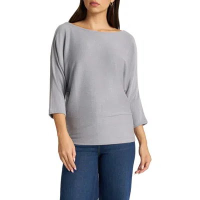 Matty M . Daphne Three Quarter Sleeve Top In Dusty Blue