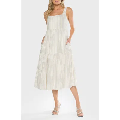 Matty M . Doheny Linen Blend Midi Sundress In Neutral