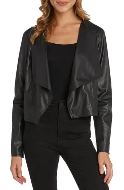 Matty M . Drape Collar Faux Leather Jacket In Black