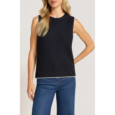 Matty M . Elm Crewneck Cotton Sweater Vest In Blue