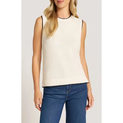 Matty M . Elm Crewneck Cotton Sweater Vest In Neutral
