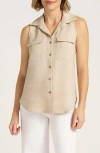 Matty M . Euclid Sleeveless Button-up Shirt In Multi